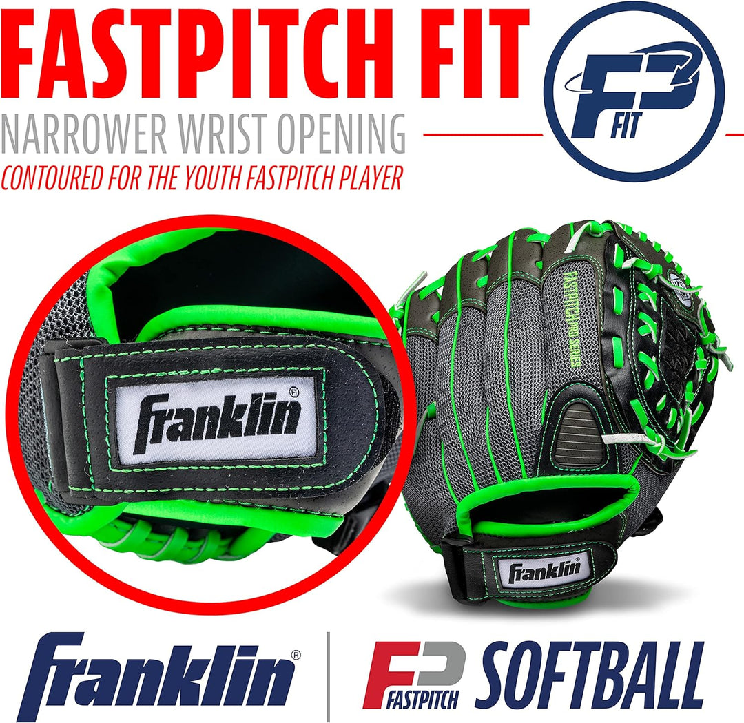Franklin Sports Windmühle Serie Leichte Softball Handschuh, 27,9 cm für Rechtshänder Lime/Gray, für