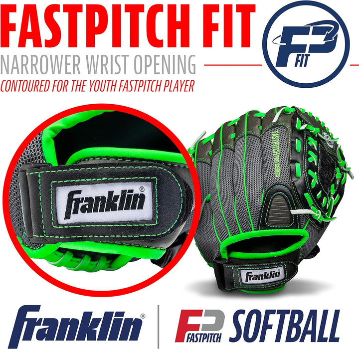 Franklin Sports Windmühle Serie Leichte Softball Handschuh, 27,9 cm für Rechtshänder Lime/Gray, für