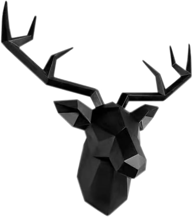 XYQXYQ Geometrische Hirschkopf Wandskulptur Moderne Hirschhorn Statue Wandbehang 3D Hirschhorn Dekor