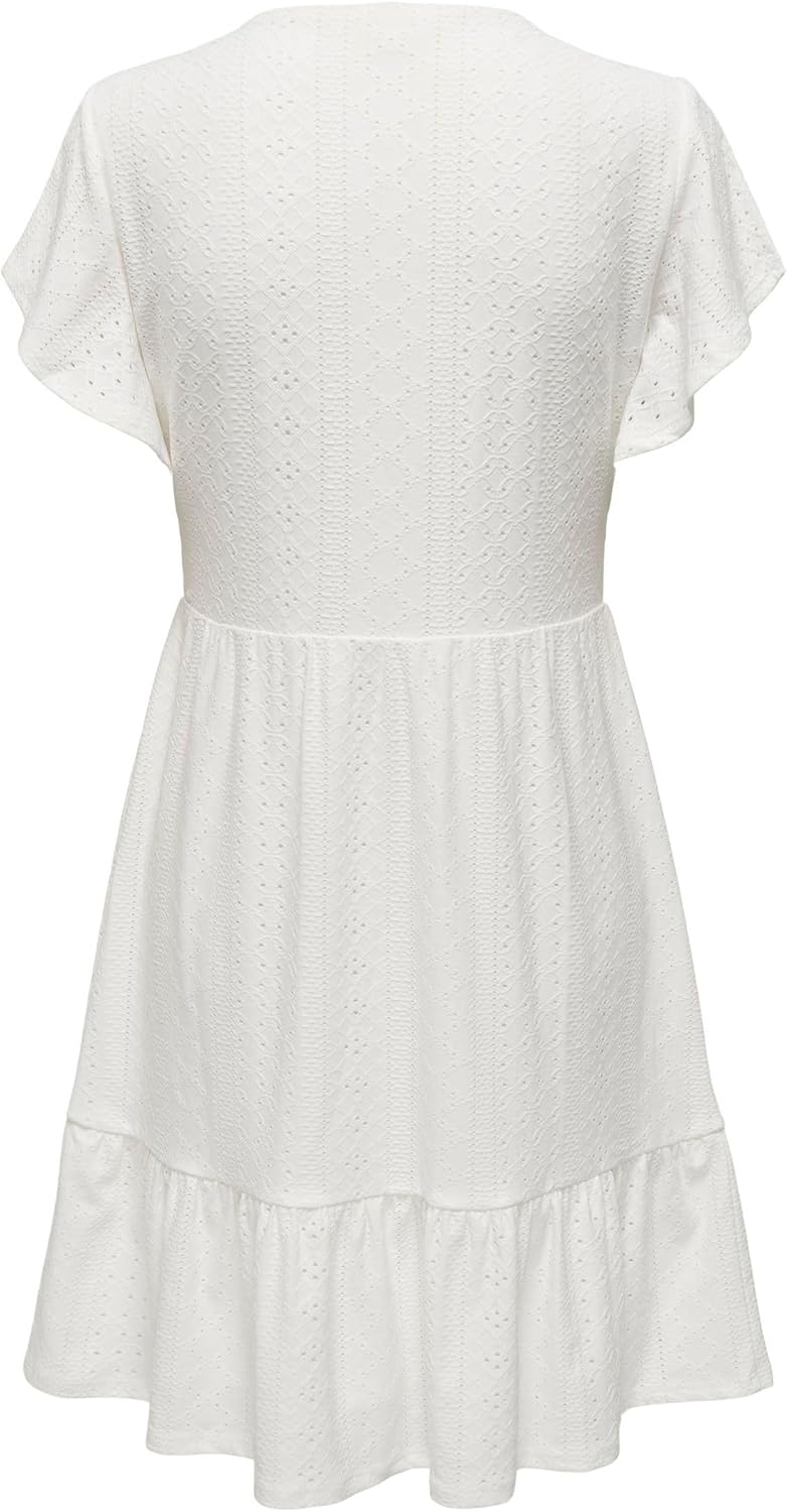 PIECES Damen Onlsandra S/S V-neck Dress Jrs XS Cloud Dancer, XS Cloud Dancer