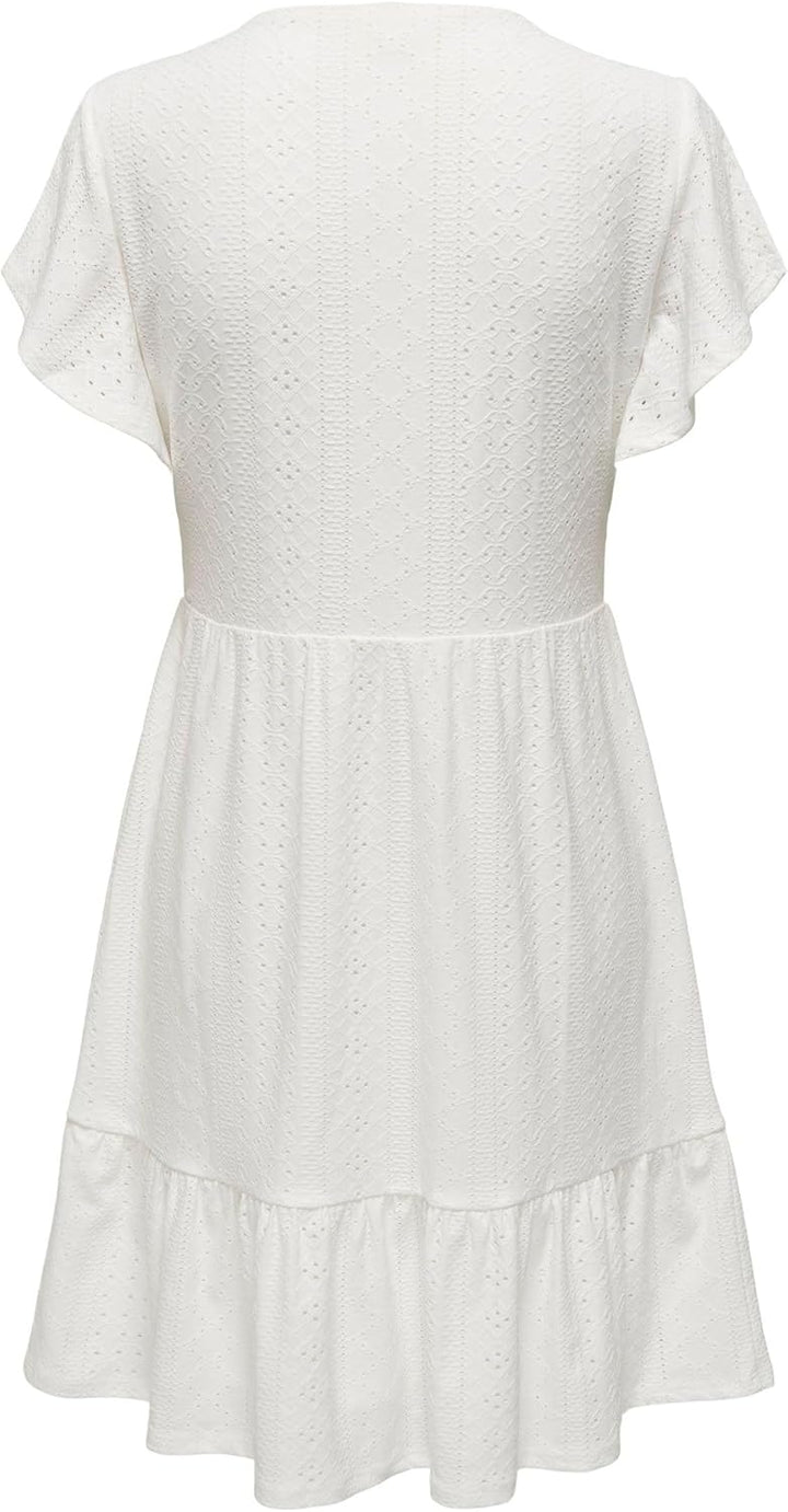 PIECES Damen Onlsandra S/S V-neck Dress Jrs XS Cloud Dancer, XS Cloud Dancer