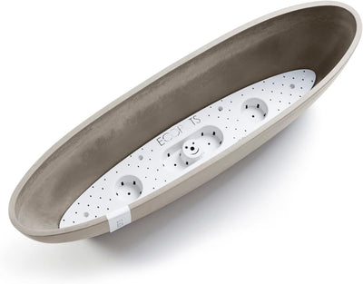 ECOPOTS Pflanzschale Sofia Dunkel Braun Grau - 56 x 14 cm oval gross - Pflanzentopf aus Recycling Ku