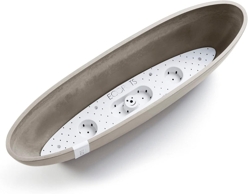 ECOPOTS Pflanzschale Sofia Dunkel Braun Grau - 56 x 14 cm oval gross - Pflanzentopf aus Recycling Ku
