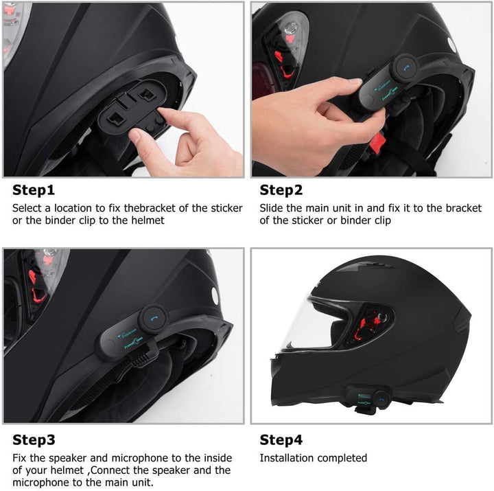 FreedConn Tcom-SC Intercom Motorrad Headset für 2 Personen Musik Teilen, Motorradhelm Kommunikations