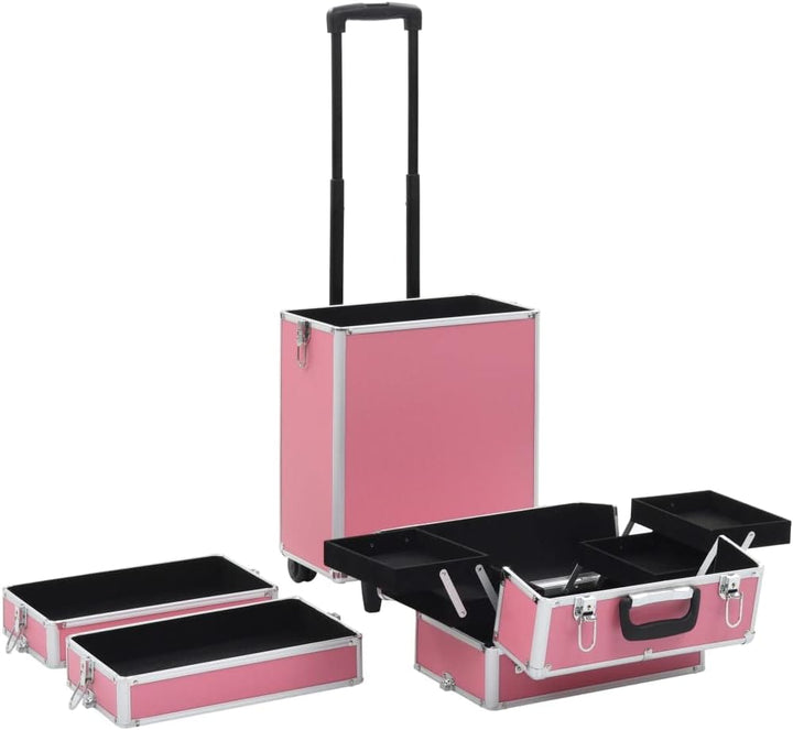 vidaXL Kosmetikkoffer mit 4 Etagen Ablagen Beauty Case Schminkkoffer Friseurkoffer Schmuckkoffer Pil