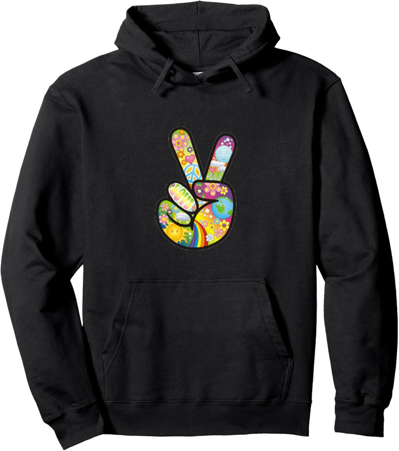 Buntes Friedenszeichen Pullover Hoodie