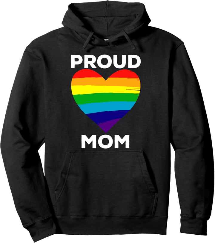 Proud Mom Heart Flag Parent Of LGBTQ Lesbian Bi Trans Pullover Hoodie