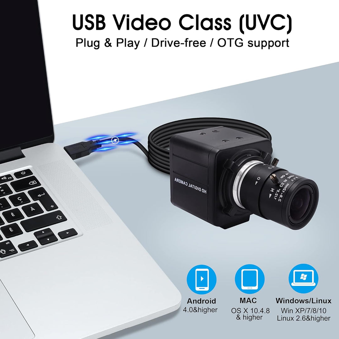 Svpro 4K Kamera für Computer,8 Megapixel Zoomable Webcam Manueller Fokus,Sony Sensor,5X Optischer Zo
