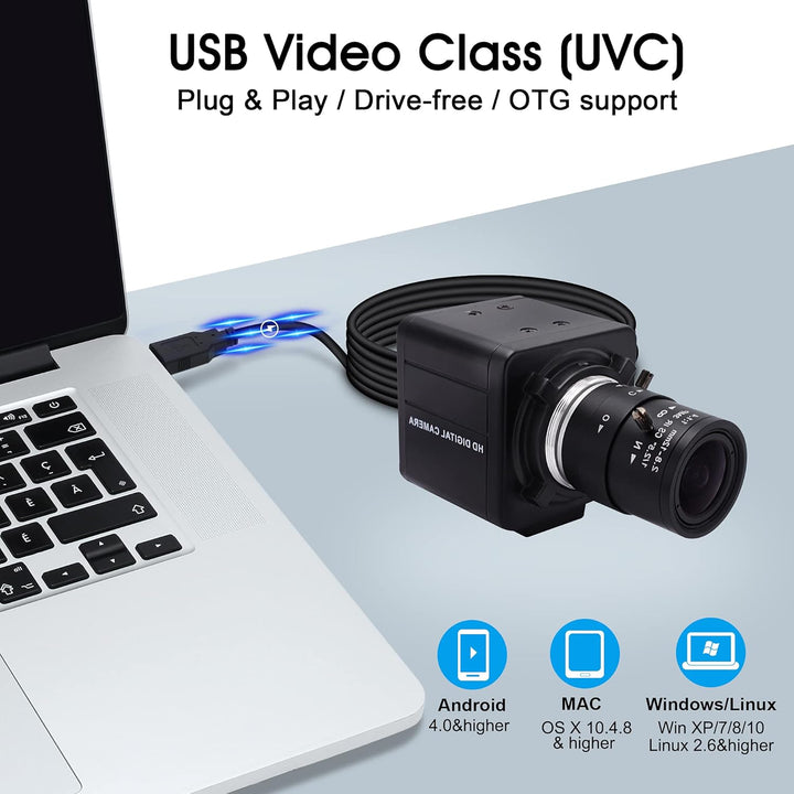 Svpro 4K Kamera für Computer,8 Megapixel Zoomable Webcam Manueller Fokus,Sony Sensor,5X Optischer Zo