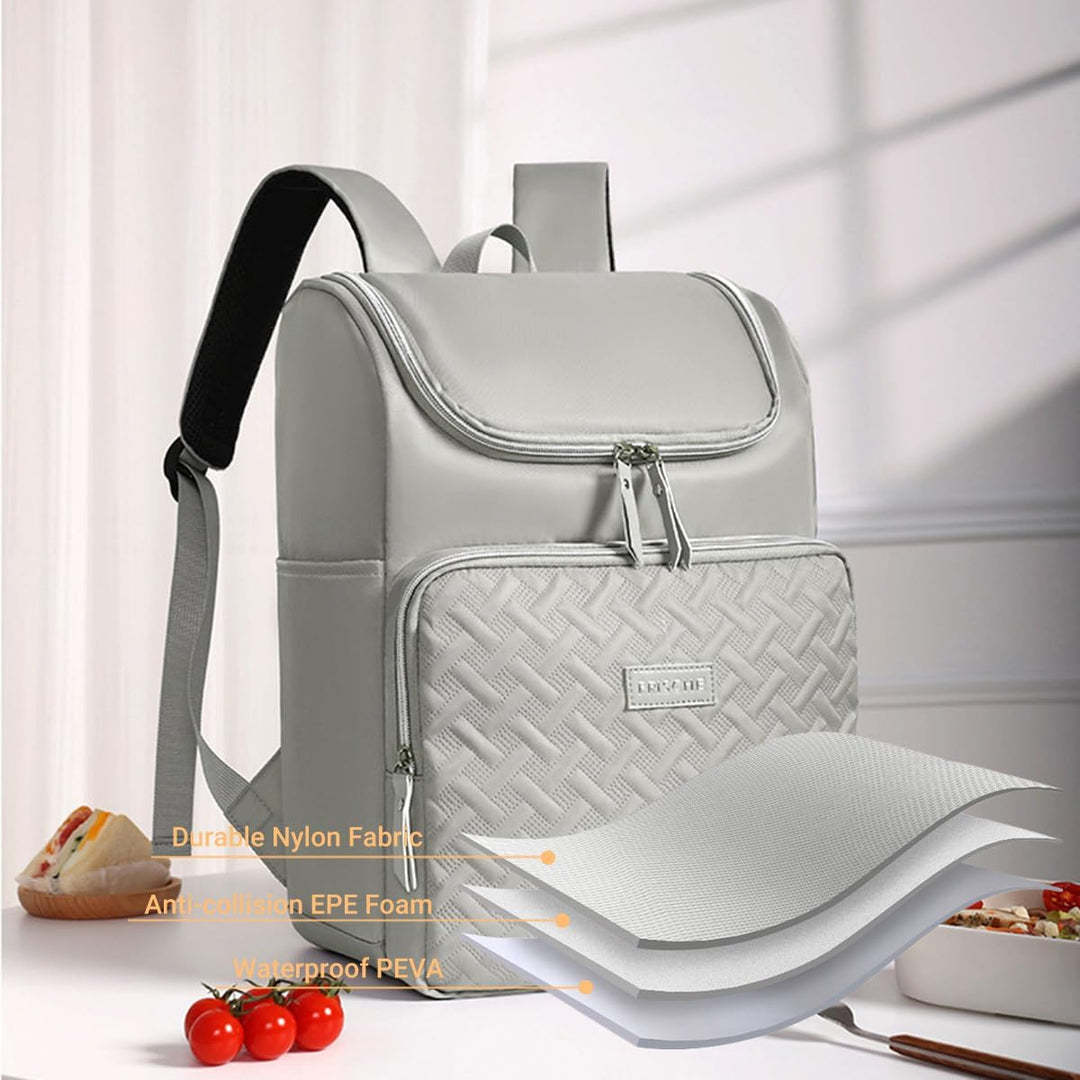 18L Picknickrucksack Kühltasche Kühlrucksack Thermo Rucksack Isoliert Cooler Bag Isoliertasche Grau,