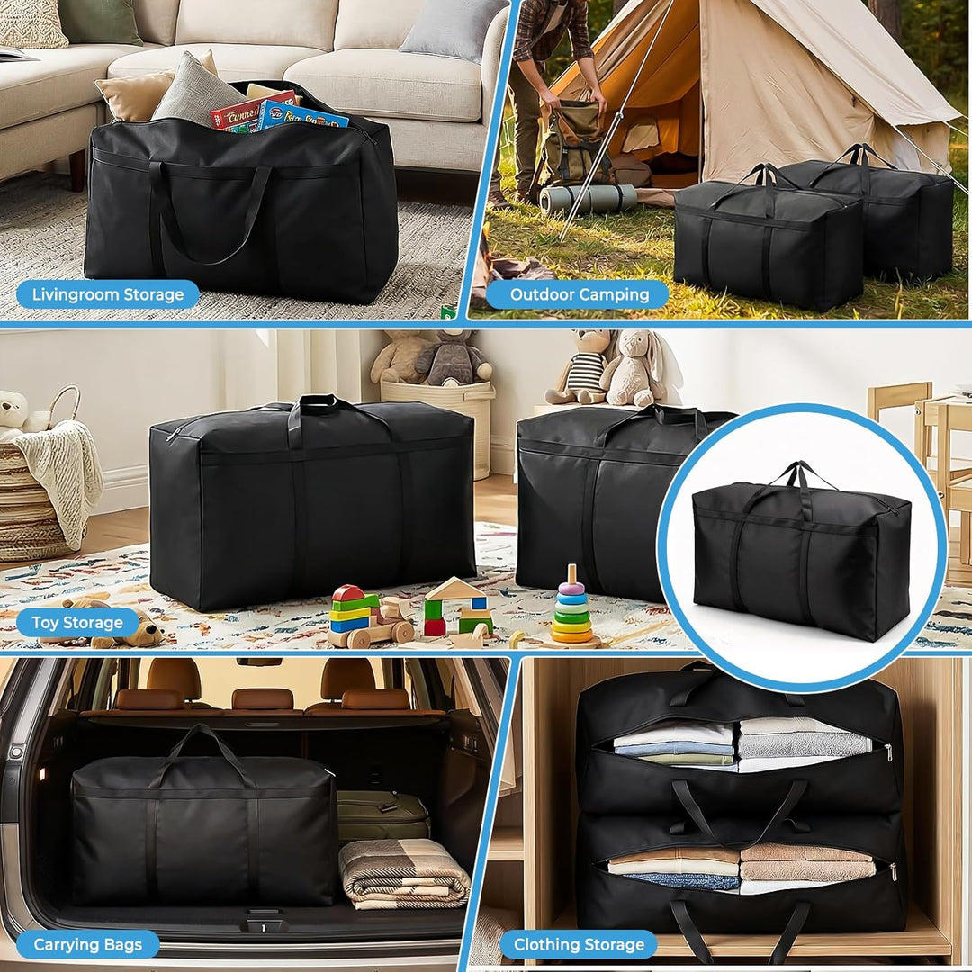 4 Stück Aufbewahrungstasche 105L, 600D Oxford Heavy-Duty Umzugstaschen mit Reissverschlüssen Handgri