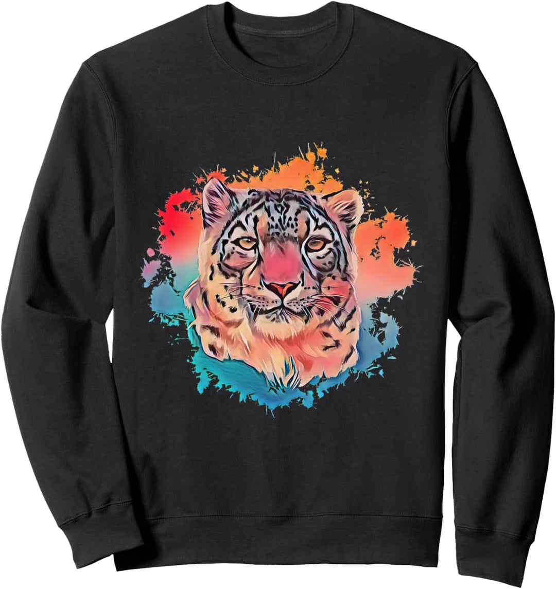 Leopard Motiv Raubkatzen Afrika Katzen buntes Leoparden Sweatshirt
