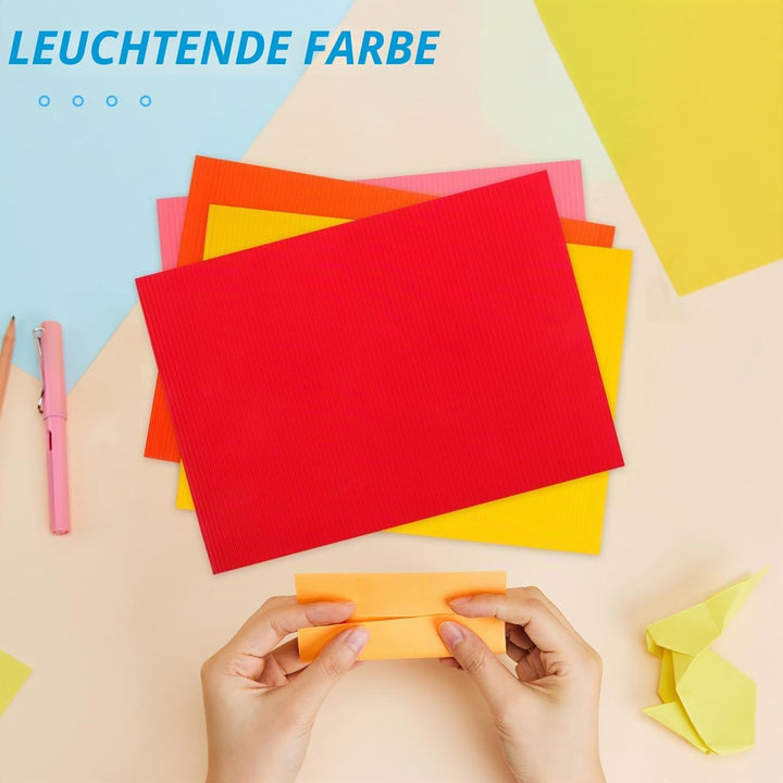 NUOBESTY 20 Stück Buntes Wellpapier A4 Für Diy Bastelarbeiten Kreatives Handwerkspapier Für Schule K