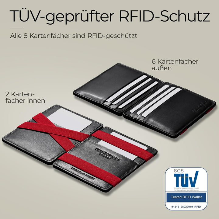Jaimie Jacobs Flap Boy Slim - Das Original - Magic Wallet ohne Münzfach integrierter RFID Schutz Mag