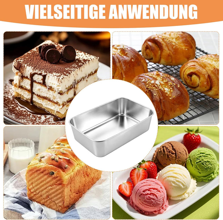 5 Stück Edelstahl Brotbackform, 22.5x14.5x6.2cm Brotbackform Kasten, Backform Rechteckig, Backformen