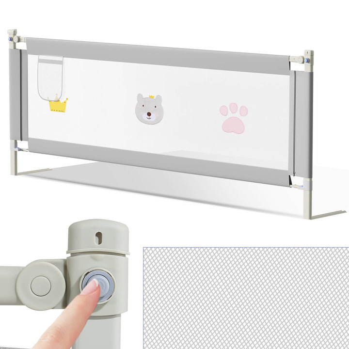 Bettschutzgitter 150×70 cm Rausfallschutz Bett – Bettgitter für Baby & Kleinkind, Matratzenklemmung