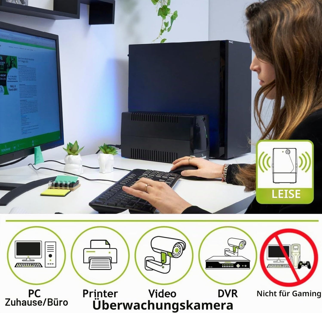 Tecnoware USV ERA PLUS 1500 Unterbrechungsfreie Stromversorgung - 2 Schuko-Ausgänge - Autonomie bis