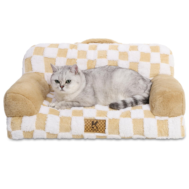KSIIA Orthopädisches Katzenbett Flauschig 66x37cm, Abnehmbar Katzensofa Hundebett Waschbar, Hundesof