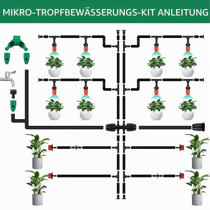 Garten BewässerungsSystem, 340Pcs Garten Bewässerung Kit,55M+15M Bewässerungsrohre,Automatik Tröpfch