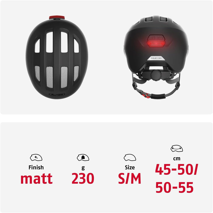 ABUS Kinderhelm Smiley 3.0 ACE LED - Fahrradhelm mit Licht - tiefe Passform &amp; Platz für einen Zopf -