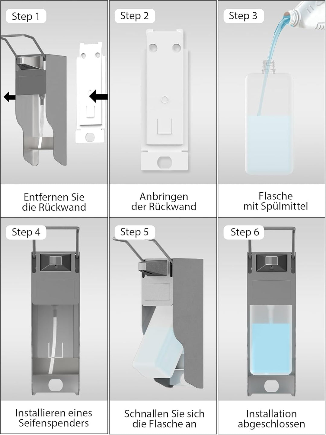 OVAS HOO Desinfektionsspender Wand Aluminium Seifenspender Wandbefestigung 500 Ml Eurospender Mit El
