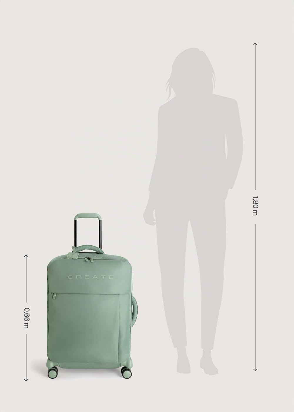 CREATE / Luggage Studio Soft/Polyester Soft Koffer Salbeigrün / 47x25.5x65cm / TSA Vorhängeschloss,