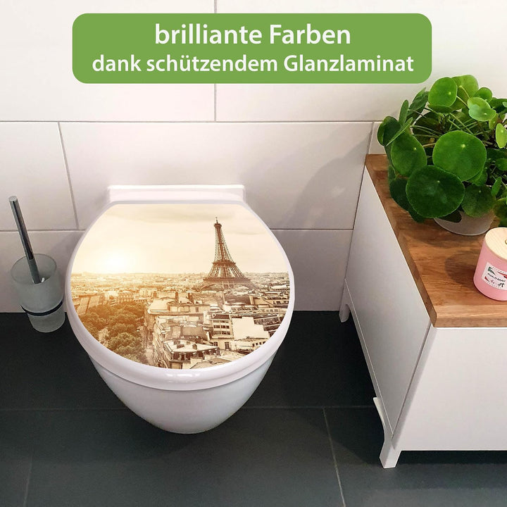 banjado Toilettendeckel mit Absenkautomatik 44,5x37cm - Soft Close Toilettensitz - WC Sitz mit Absen