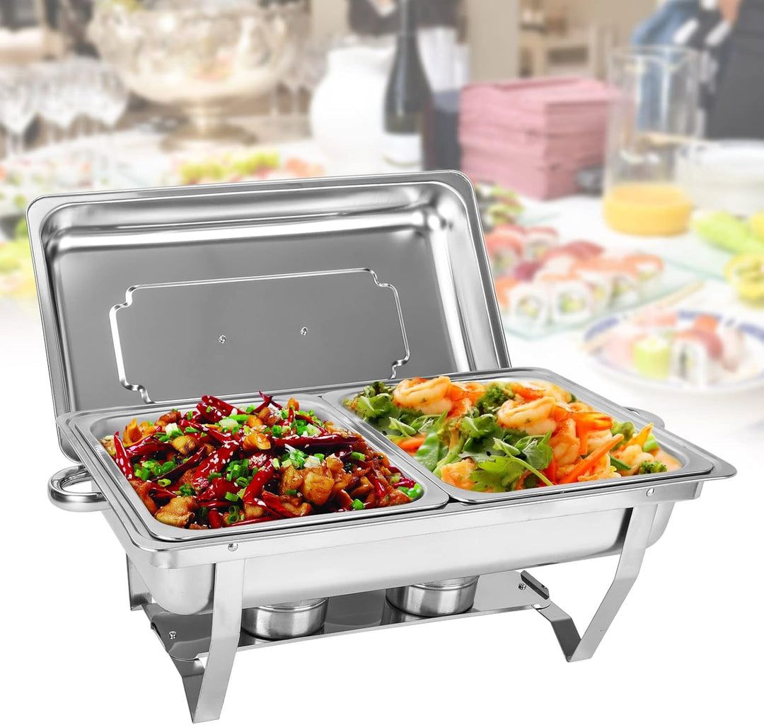 Youyijia 2PC 9L Edelstahl Warmhaltebehälter Buffetwärmer Warmhaltebehälter Speisenwärmer mit Faltbar