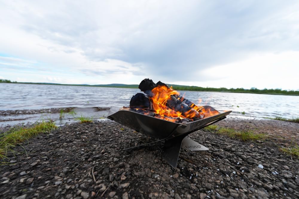 Design Camping Feuerschale aus Edelstahl | Faltbare Feuerstelle Outdoor, Camping, Garten | Mobile, d