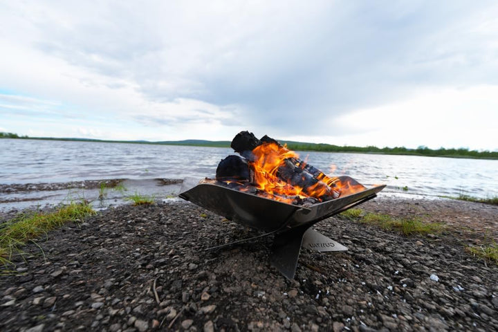 Design Camping Feuerschale aus Edelstahl | Faltbare Feuerstelle Outdoor, Camping, Garten | Mobile, d