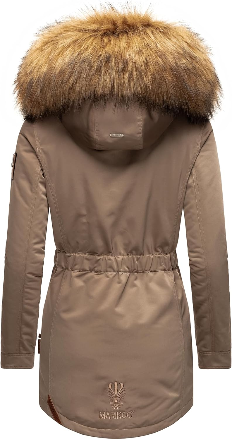 MARIKOO Damen Warmer Winterparka mit Kapuze Sanakoo XS-XXL S Taupe, S Taupe