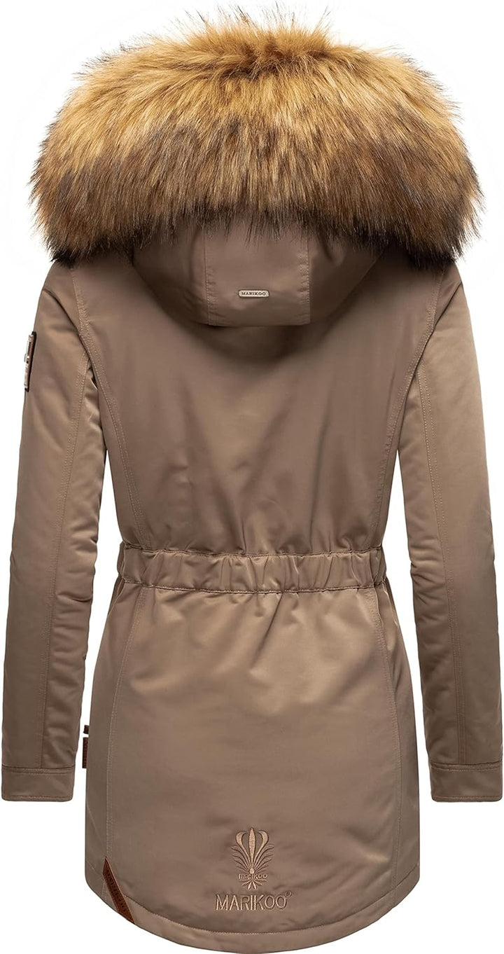 MARIKOO Damen Warmer Winterparka mit Kapuze Sanakoo XS-XXL S Taupe, S Taupe