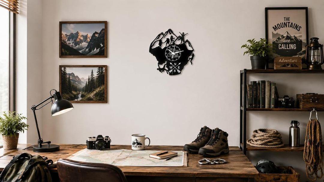 Instant Karma Clocks Vinyl Wanduhr Bergsteigen Berg Klettern, Wandern, Geschenkidee Handgemacht