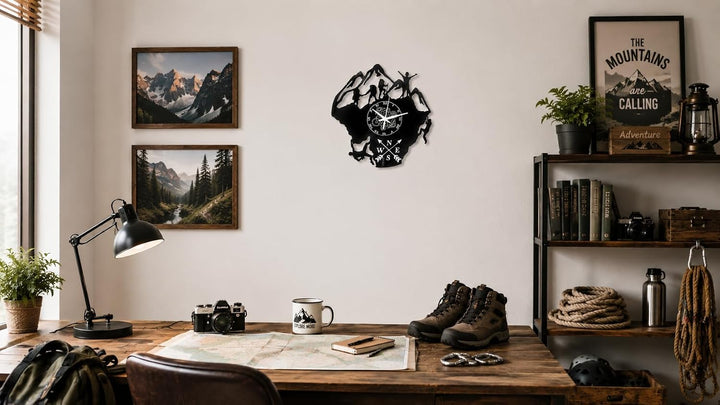 Instant Karma Clocks Vinyl Wanduhr Bergsteigen Berg Klettern, Wandern, Geschenkidee Handgemacht