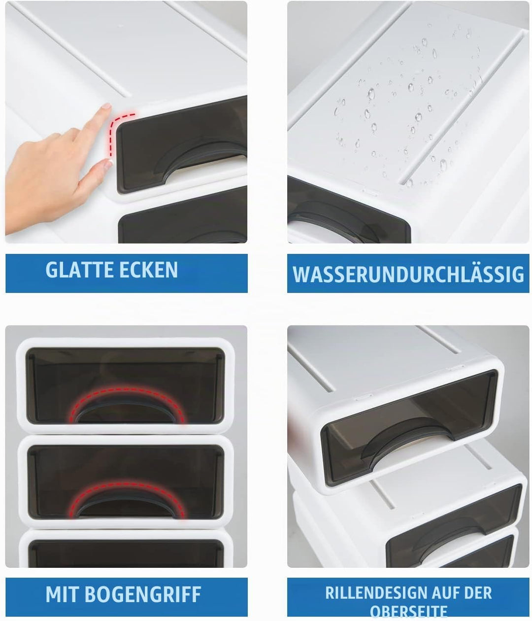 Vinteky Schubladenbox, Stapelbare Mini Aufbewahrungsbox aus hochwertigem Kunststoff (PP), Sichtbar S