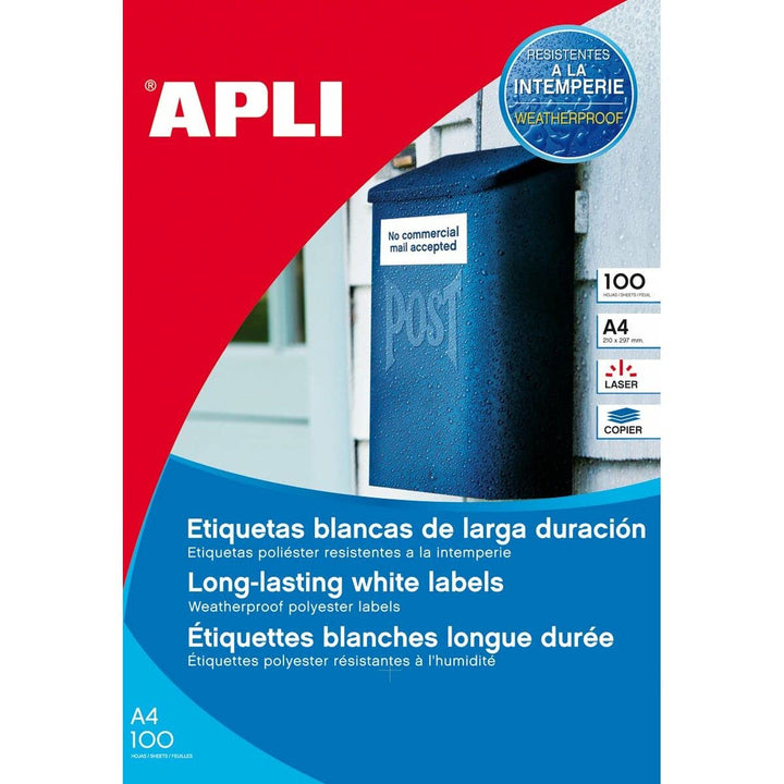 APLI 131827 Etikette Polyester, weiss
