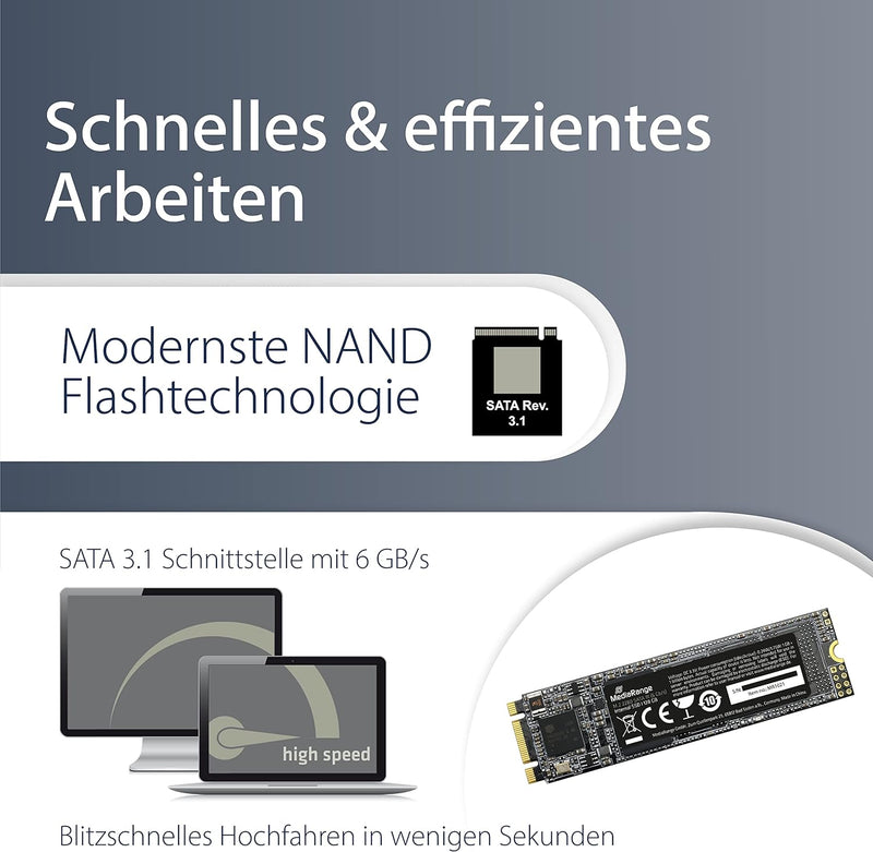 MediaRange Interne SSD Festplatte 512GB - Solid State mit M.2 Schnittstelle SATA Rev. 3.1 und 3D-NAN