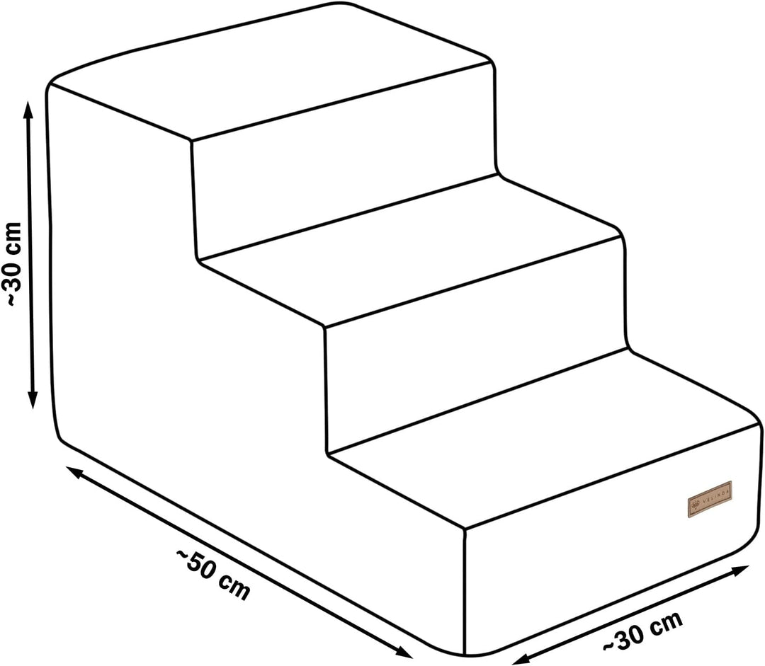 Hundetreppe mit 3 Stufen Katzentreppe Haustiertreppe Einstiegshilfe Schaumstoff (Farbe: cremefarben