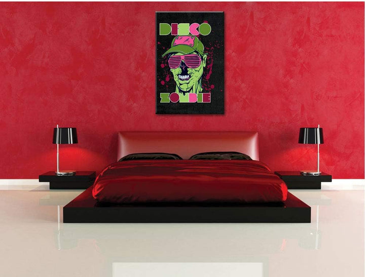 Dark Disco Zombie black Leinwandbild Bild auf Leinwand, XXL riesige Bilder fertig gerahmt mit Keilra