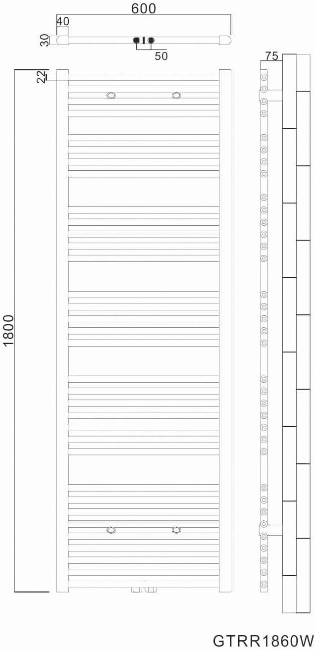 SONNI Badheizkörper 1800x600mm Handtuchtrockner Weiss 821 Watt Design Hantuchwärmer Bad Mittelanschl