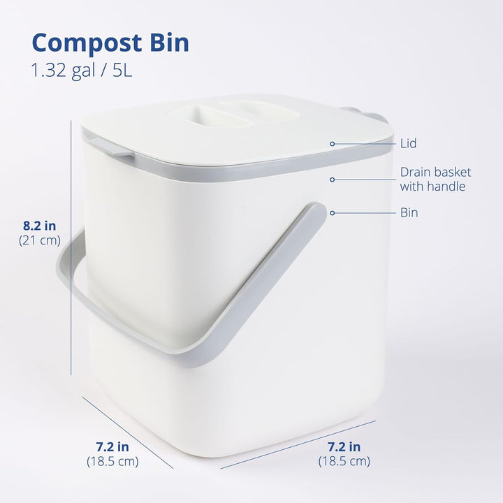 BLUE GINKGO Biomülleimer Küche – Kompostbehälter Küche mit Deckel, Griffen | Spülmaschinenfest | Her
