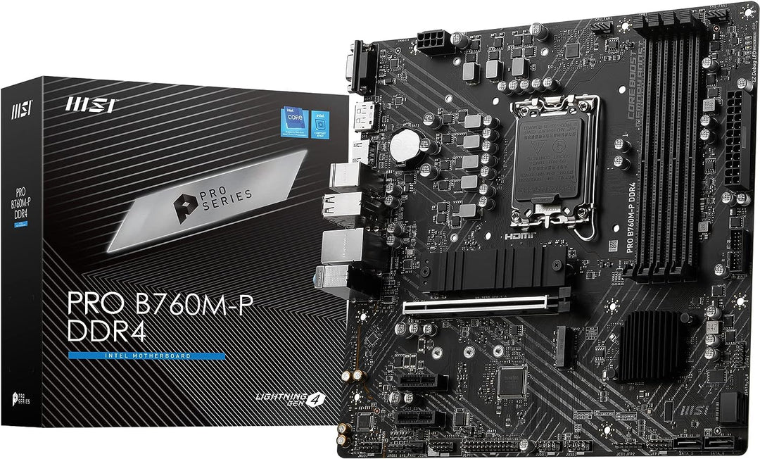 MSI PRO B760M-P DDR4 Mainboard, Micro-ATX - Unterstützt Intel 12th & 13th Gen Core Prozessoren, LGA