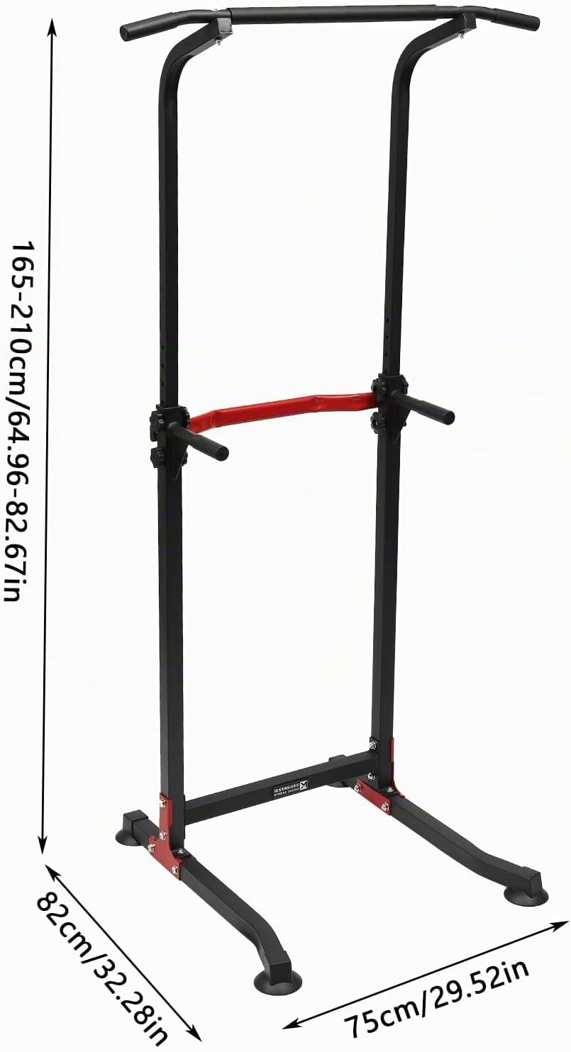 Power Tower Dip Station, Klimmzugstange freistehend, Höhenverstellbar, Freistehend, Pull Up Bar, Fit