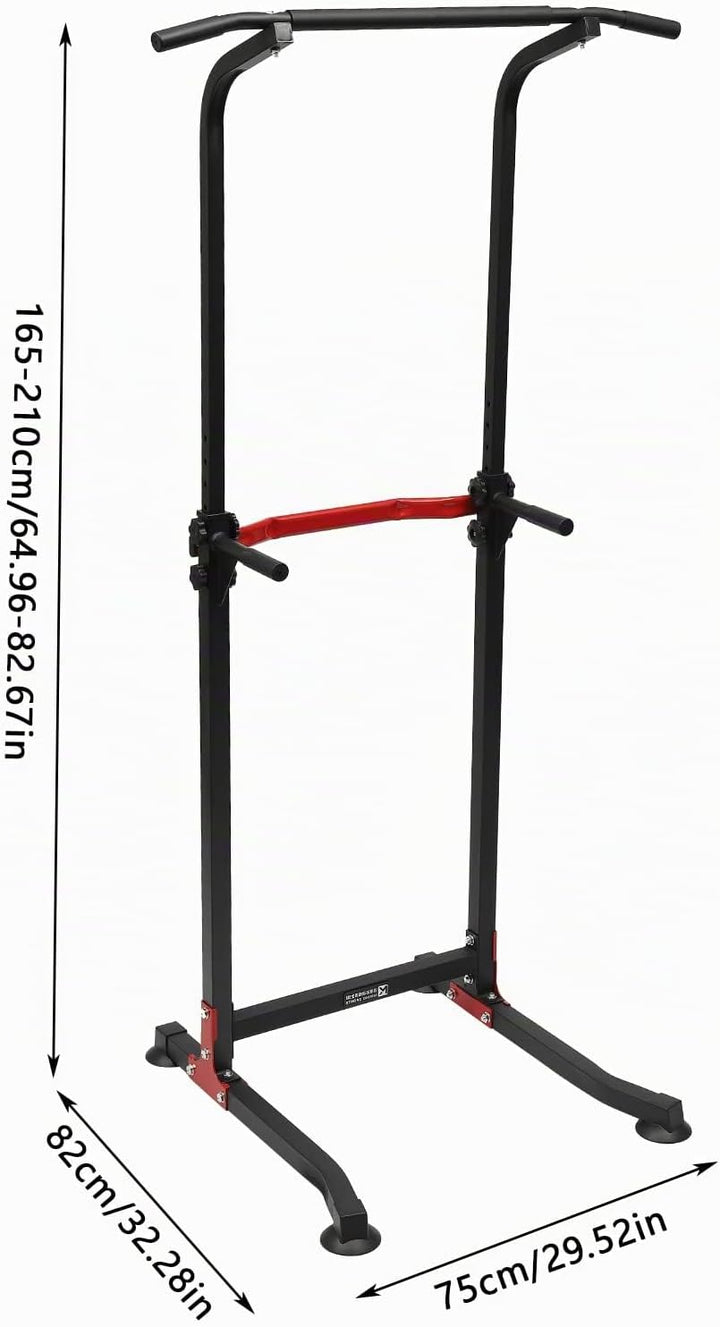 Power Tower Dip Station, Klimmzugstange freistehend, Höhenverstellbar, Freistehend, Pull Up Bar, Fit