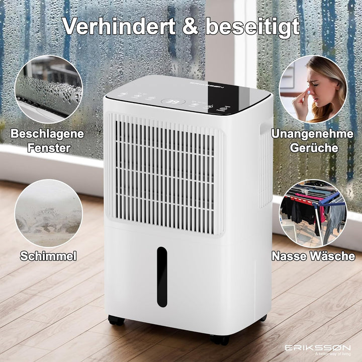 Luftentfeuchter mit LED Display, Timer & Kindersicherung | entfernt 16L Feuchtigkeit je 24h | für Ra