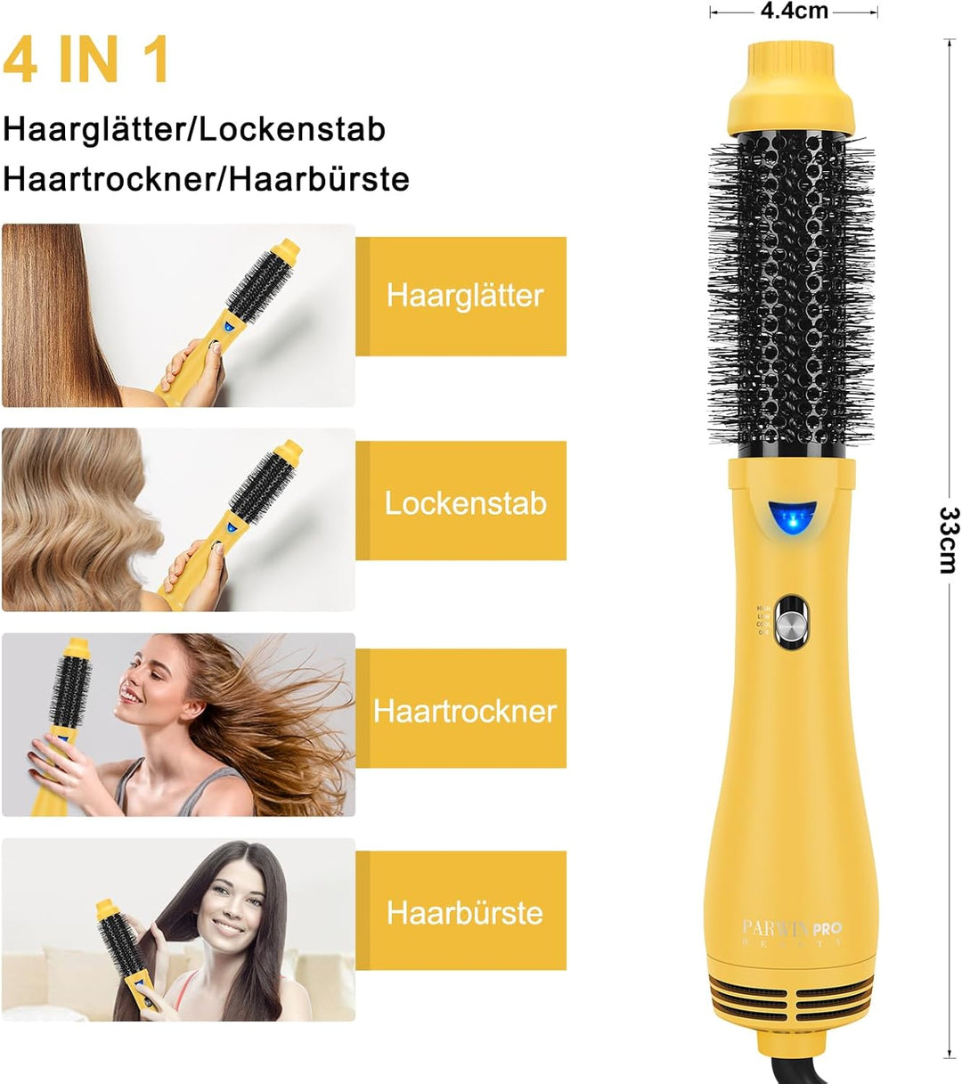 One-Step Warmluftbürste Föhnbürste, PARWIN PRO BEAUTY Rundbürstenföhn, 4 in 1 Rund Haartrockner lock