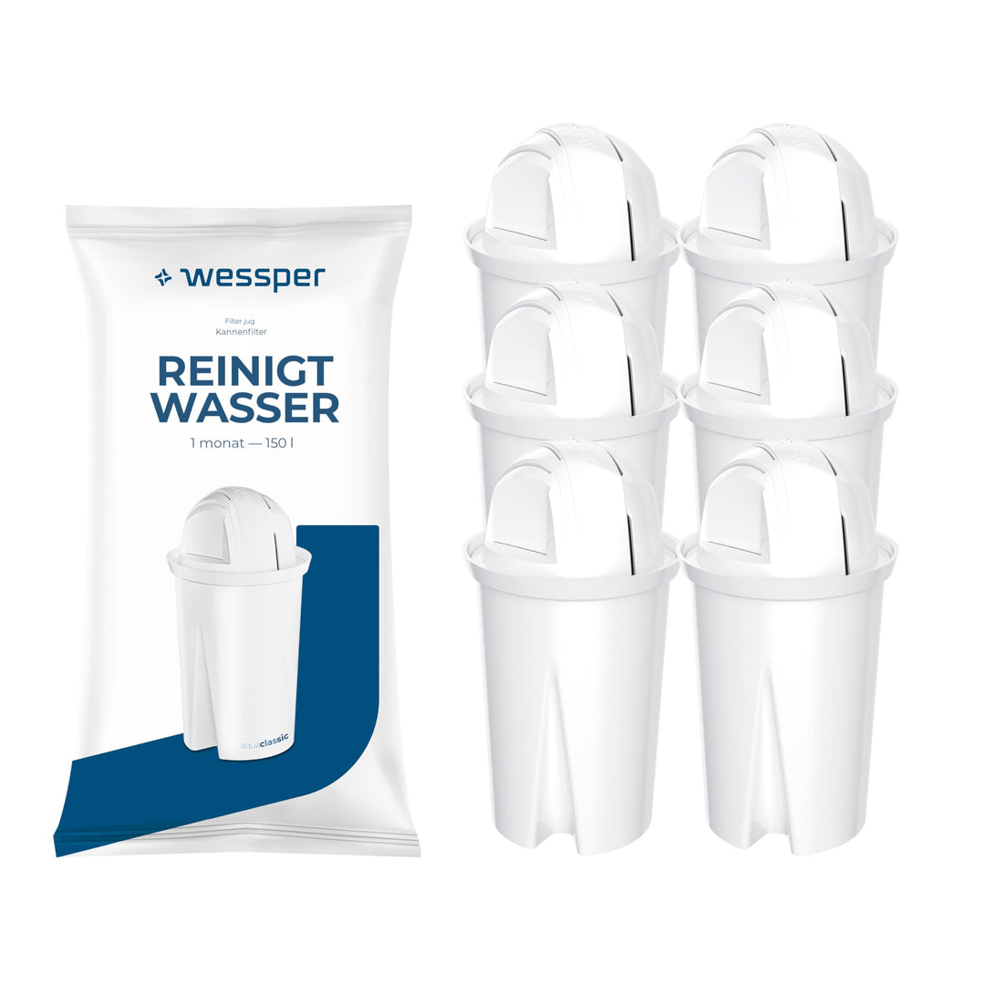 Wessper Wasserfilter Kartuschen Aqua Classic für Wasserkanne, Aktivkhole Filter, Filterkartuschen Ko