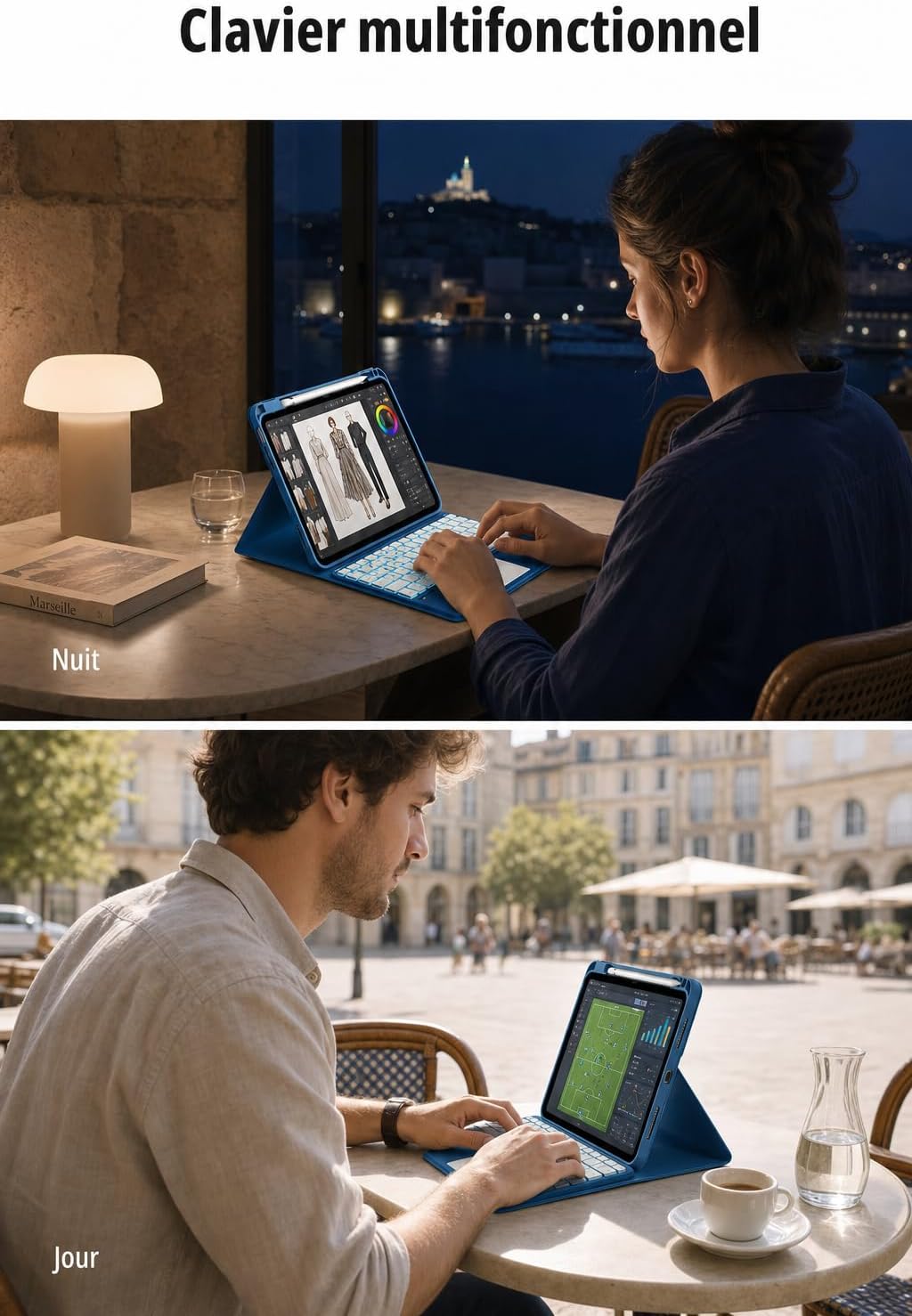CACOE Hülle Tastatur Kompatibel mit iPad 10 Generation 10.9 Zoll 2022 A2757/A2777 mit Touchpad, 7-Fa