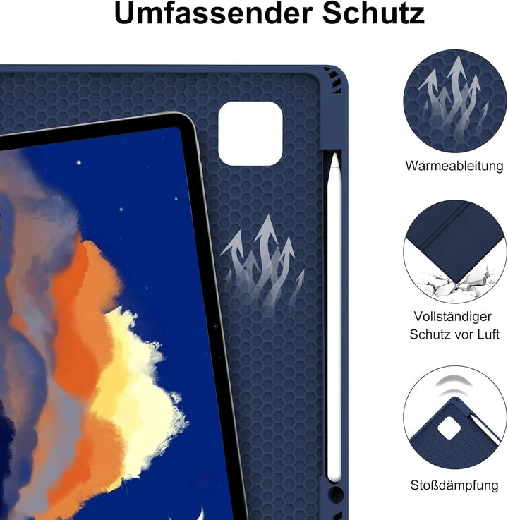 Hülle mit Tastatur für iPad Pro 12.9 Zoll 6ª 2022 /5ª 2021/4ª 2020/3ª Gen 2018, QWERTZ Deutsches Mag