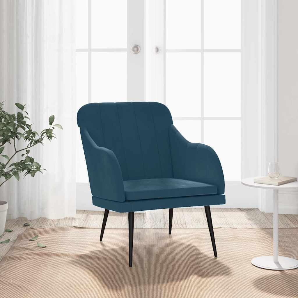 vidaXL Sessel Blau 63x76x80 cm Samt, Blau